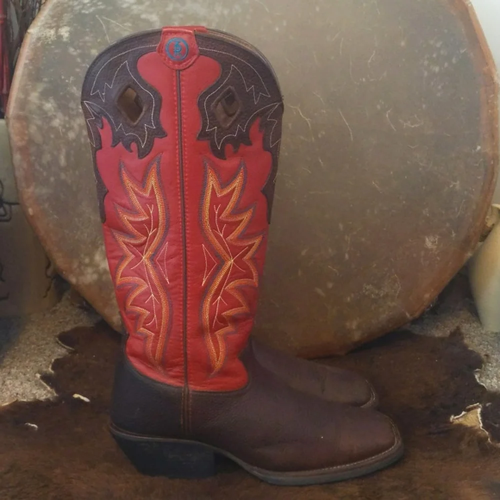TONY LAMA 3R Buckaroo Rosston Red & Brown cowboy western boots #RR1017 sz 11D - Picture 8 of 16